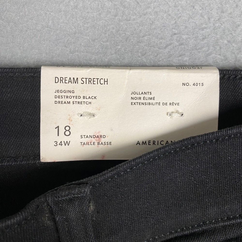 American Eagle Dream Stretch Distressed Destroyed Black Jegging Womens 18 NEW - Picture 9 of 16
